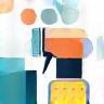 Icon representing cleaning action with spray bottle and cloth