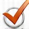 Icon representing a quality check mark or magnifying glass